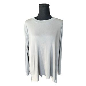 AnyBody Cozy Knit Rib Long Sleeve Swing Top Gray Size L Travel Athleisure E43